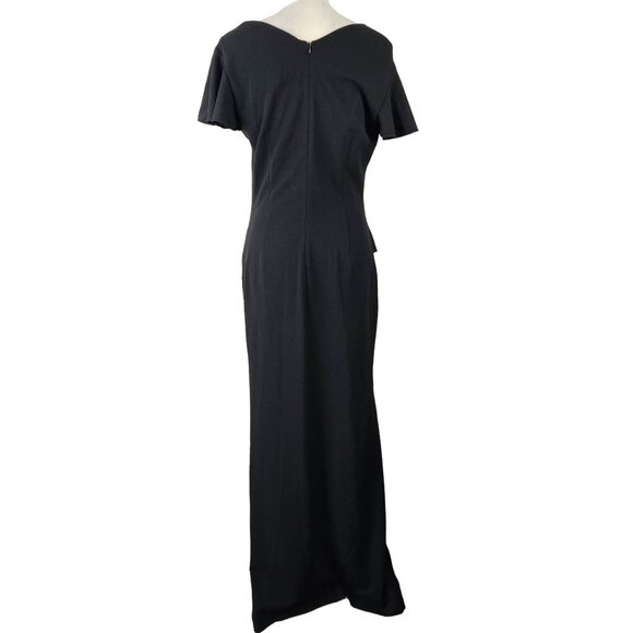 Vfshow Elegant Black Women's Evening Dress Ruffled Peplum & Flounce Size Large - Picture 2 of 13